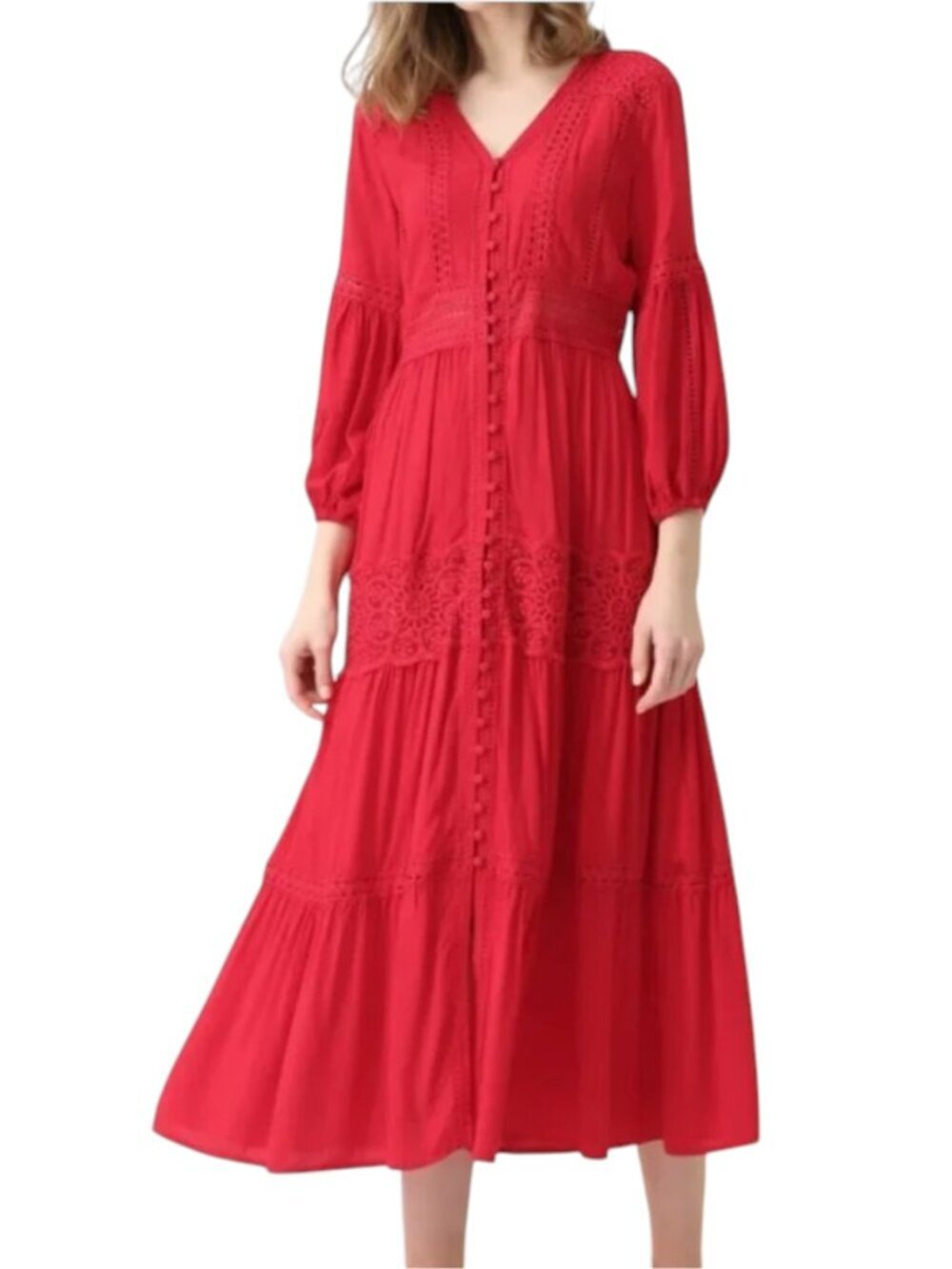Chicwish Crochet Embroidered Boho Maxi Dress